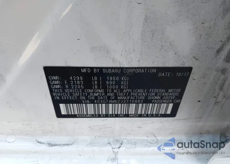 2018 Subaru Impreza 2.0I Sport из США, поврежденный, VIN 4S3GTAM62J3710883